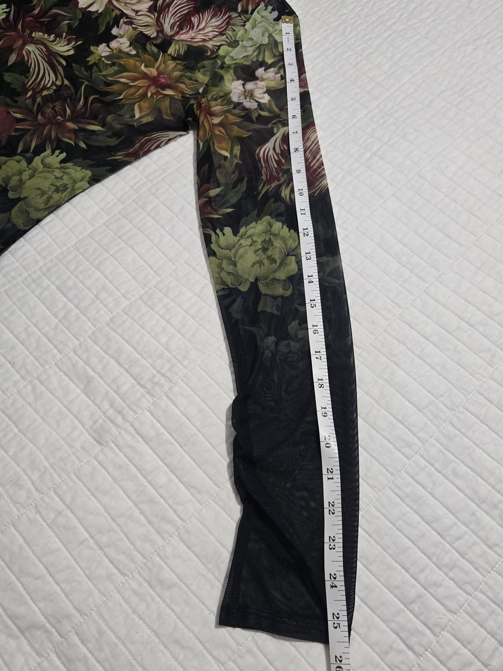 RACHEL Rachel Roy Green Floral Long Sleeve Mesh Top - Picture 5 of 7